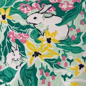 Easter Kim Rogers Spring floral XXL top 3/4 sleeve Bunny Rabbit, flowers, Cotton